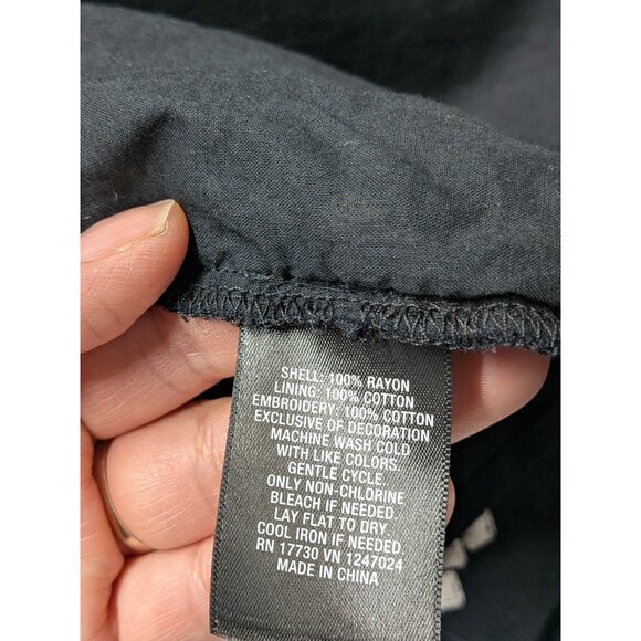 Mossimo Peasant Top Women Size M Crinkle Gauze Embroidered Boho Tassels Festival - Picture 11 of 12